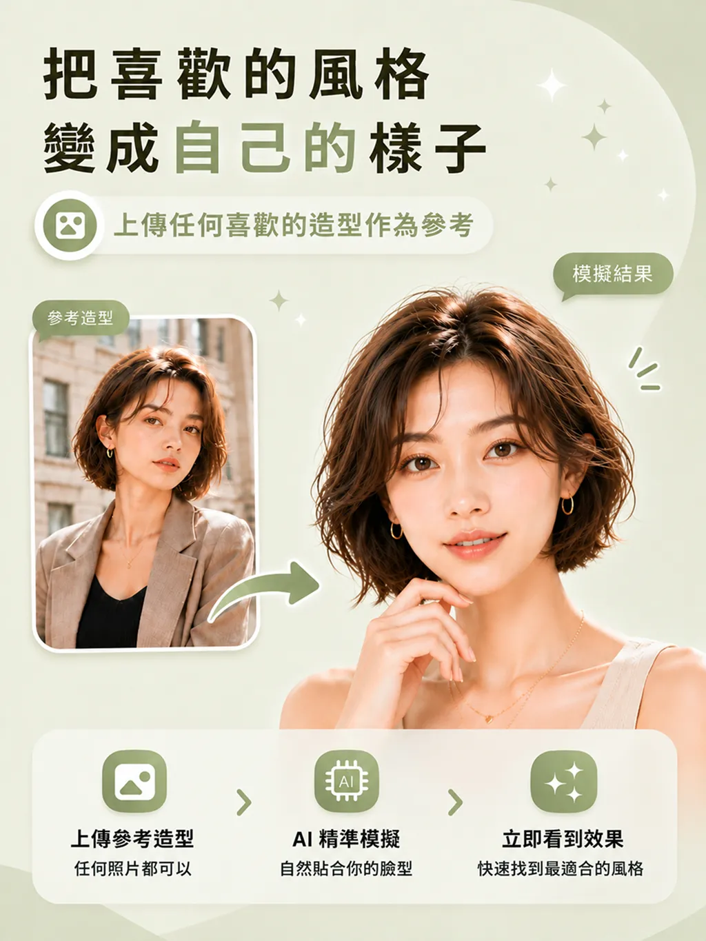 上傳參考，AI 精準模擬